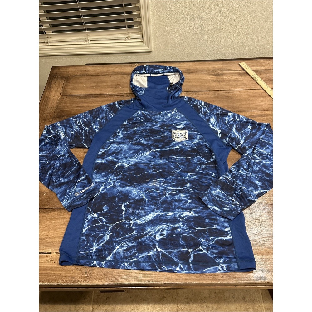 Habit Shirt Mens Lg Blue Open Sea Mossy Hooded Long Sleeve - Picture 1 of 9